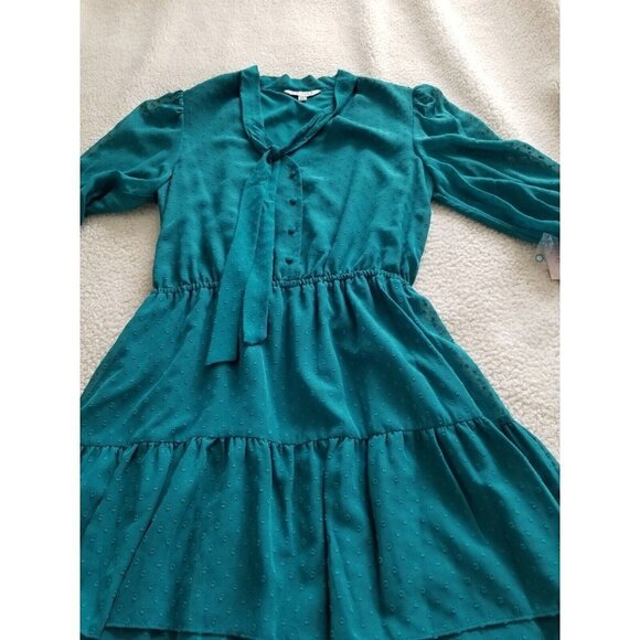 Nanette Nanette Lepore Clip Dot Mini Dress Deep Lake Green Womens Size 4 - Picture 5 of 12